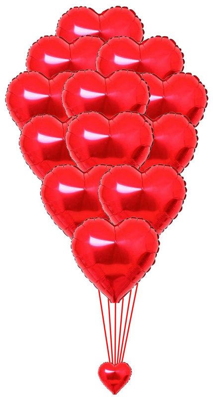 Dozen Red Foil Heart Balloons 1500