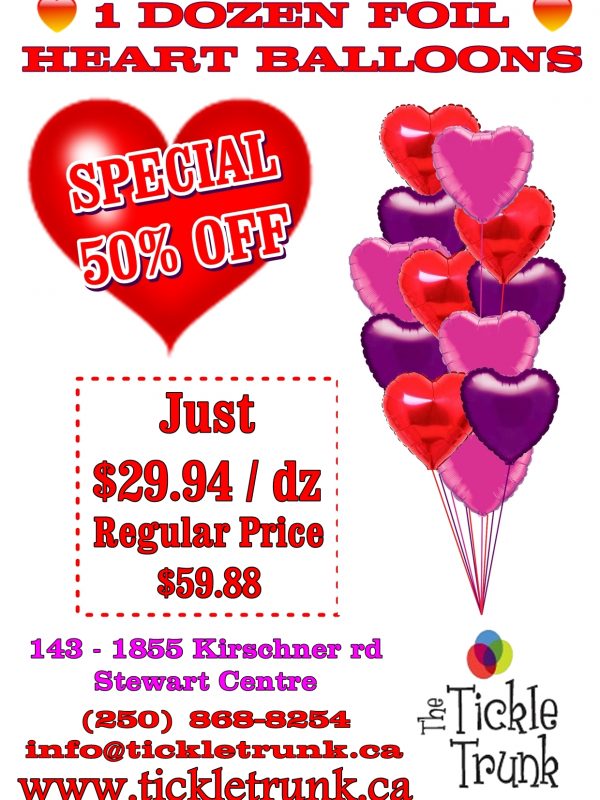 1 Dozen Foil Heart Balloon Special