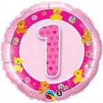 18 Inch Age 1 Pink Teddies Mylar Balloon 26281