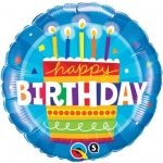 18 Inch Birthday Cake Blue Mylar Balloon 16695