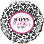 18 Inch Birthday Elegant Damask Mylar Balloon 30986