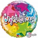 18 Inch Congratulations Star Patterns Holographic Mylar Balloon 35412