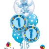 1ST Birthday Boy Blue Teddy Insider Bubble Balloon Bouquet FB-03