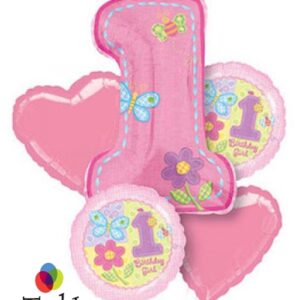 1ST Birthday Girl Hugs & Stitches Balloon Bouquet FB-01 14846