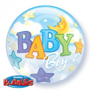 22 Inch Baby Boy Moon & Stars Single Bubble 23597