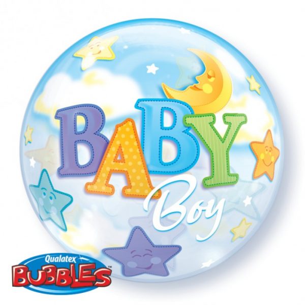 22 Inch Baby Boy Moon & Stars Single Bubble 23597