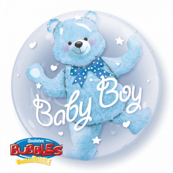 24 Inch Baby Blue Bear Double Bubble Balloon 29486