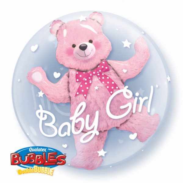 24 Inch Baby Pink Bear Double Bubble Balloon 29488