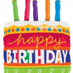 35 Inch Birthday Cake & Candles Shape Mylar Balloon 17269