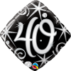18 Inch 40th Birthday Elegant Sparkles & Swirls Diamond Mylar Balloon 30012