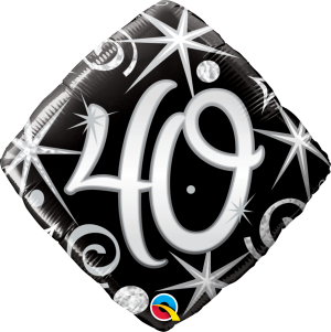 18 Inch 40th Birthday Elegant Sparkles & Swirls Diamond Mylar Balloon 30012