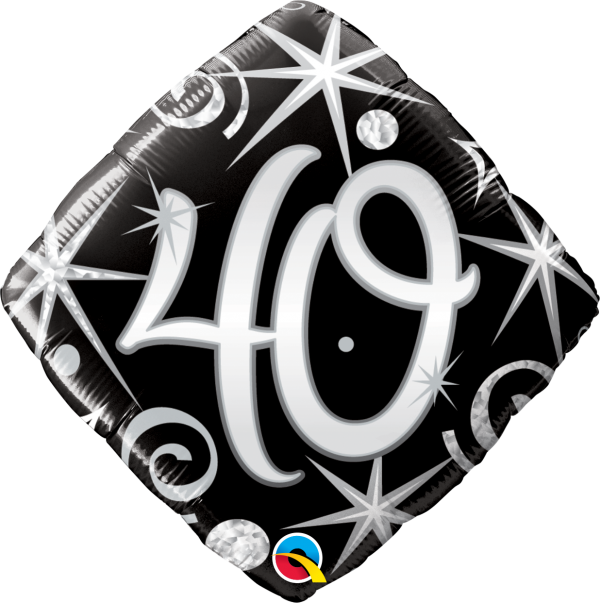 40th Elegant Sparkles & Swirls Mylar Balloon 30012