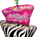 41 Inch Birthday Funky Zebra Stripe Cake Shape Mylar Balloon 31032
