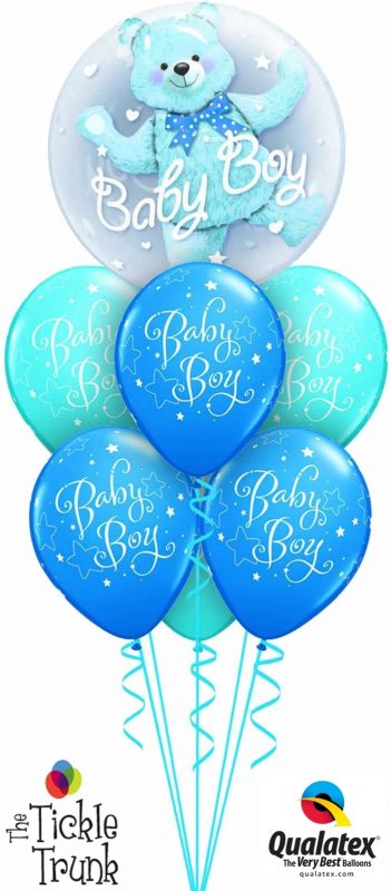 Baby Boy Teddy Bear Bubble Balloon Bouquet NB-05