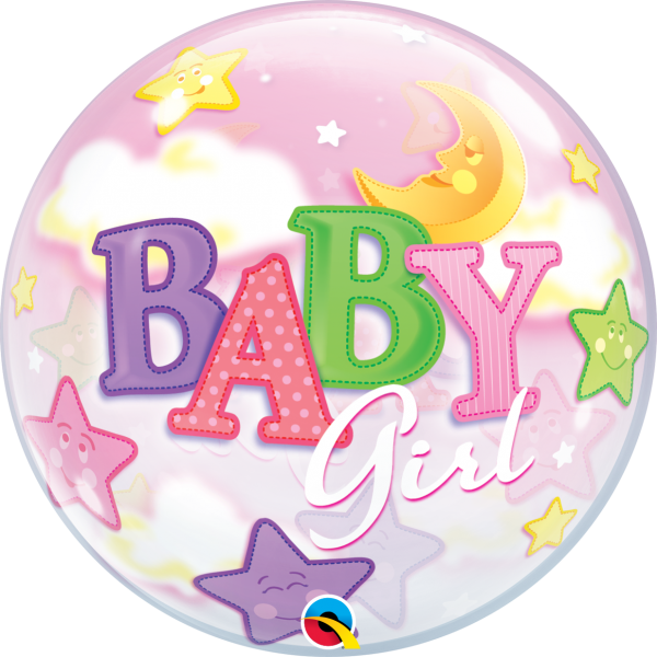 Baby Girl Moon & Stars Bubble Balloon 23598