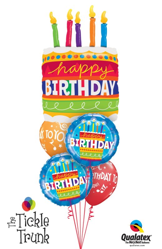 Birthday Blue Cake & Candles Balloon Bouquet BK-12