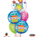 Birthday Cake Blue & Star Bubble Birthday Balloon Bouquet BK06