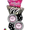Birthday Funky Zebra Stripe Cake & Black Polka Dot Balloon Bouquet BK-13