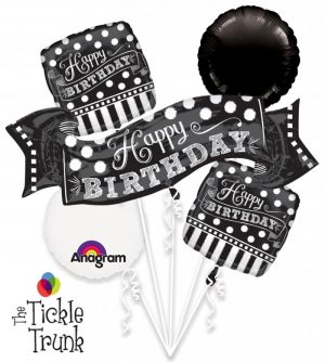 Bouquet Black & White Chalkboard Birthday Balloon Bouquet BK-15 30935