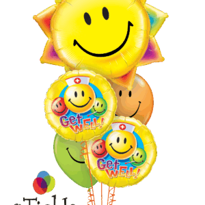 Get Well Balloon Bouquet Smiley Face Sun GW-03