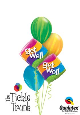 Get Well Balloon Bouquet Curvy Stripes Diamond GW-01