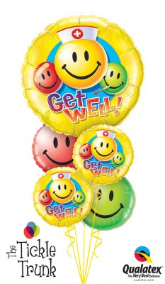 Get Well Smiley Faces Balloon Bouquet GW-02