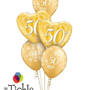 Happy 50th Anniversary Gold Balloon Bouquet AN-06
