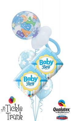 New Baby Boy Rattle Balloon Bouquet NB-06