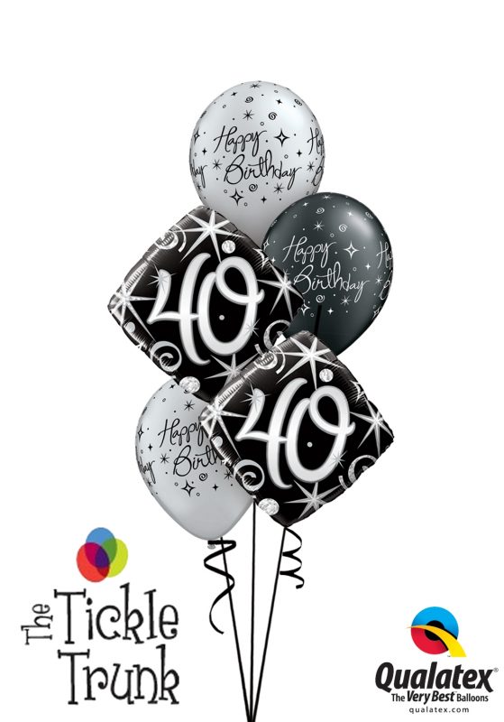 Silver Sparkle 40th Birthday Balloon Bouquet AR-01