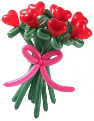 1 Dozen Balloon Heart Roses