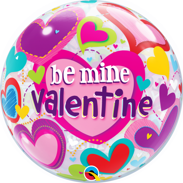 Be Mine Valentine Hearts Bubble Balloon 22 Inch 40095B_F