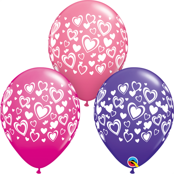 Double Hearts Latex Balloon 11 Inch Assortment 40317B