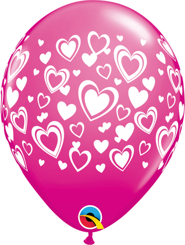 Double Hearts Latex Balloon 11 Inch Berry 40317B