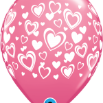 Double Hearts Latex Balloon 11 Inch Hot Rose 40317B