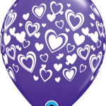 Double Hearts Latex Balloon 11 Inch Purple Violet 40317B