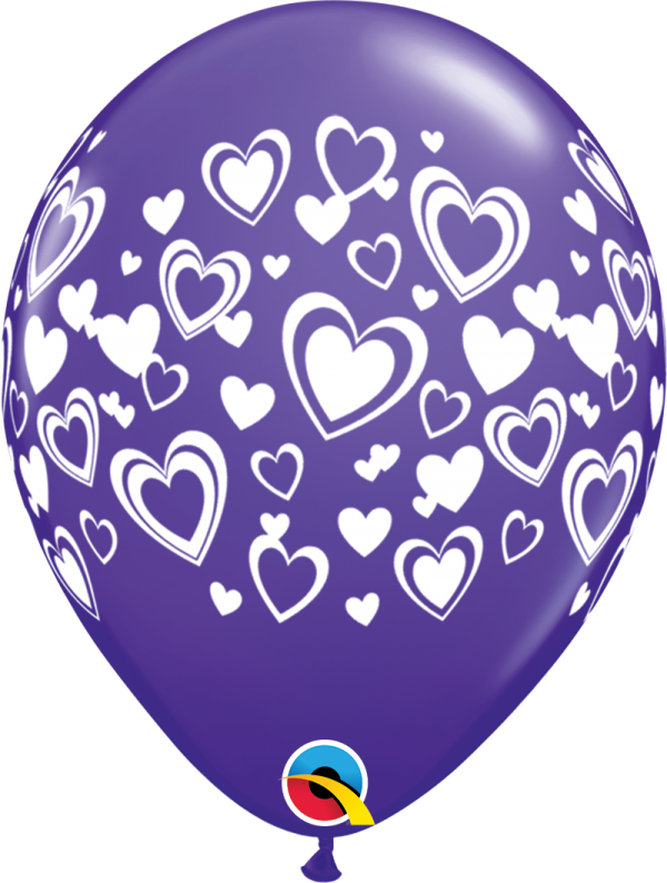 Double Hearts Latex Balloon 11 Inch Purple Violet 40317B