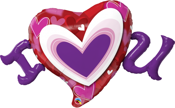 I (HEART) U Radiant Hearts Front 40 Inch balloon 54886