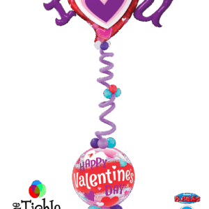 I Heart You Valentines Bubbles Balloon Column