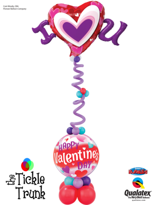 I Heart You Valentines Bubbles Balloon Column