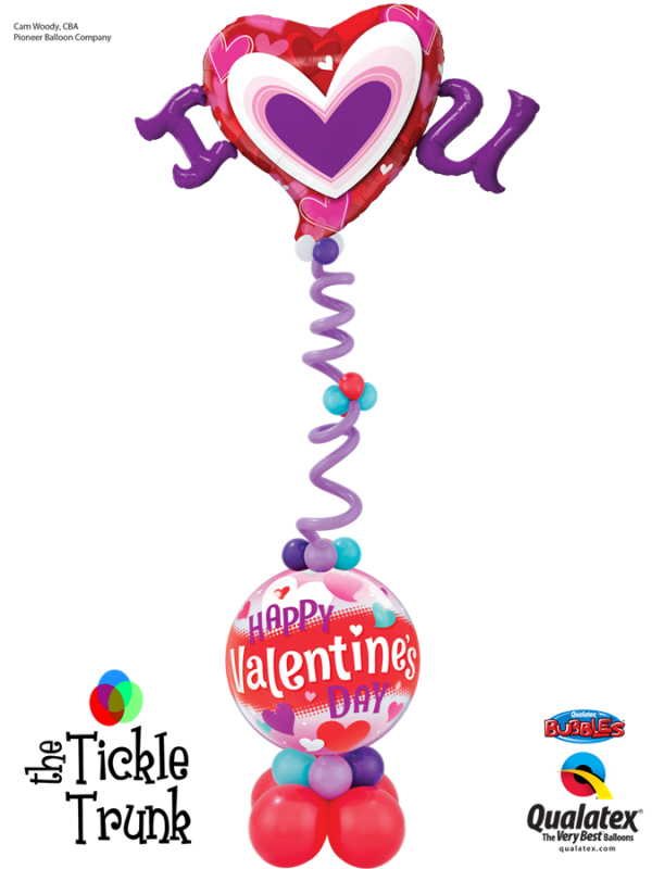 I Heart You Valentines Bubbles Balloon Column