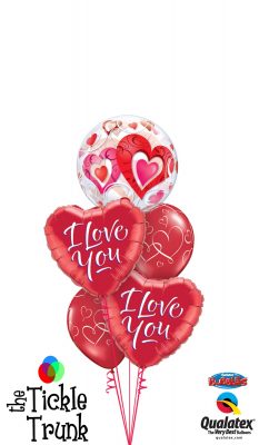 I Love You Heart Bubble Balloon Bouquet