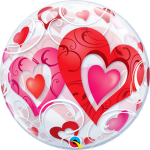 Red Hearts & Filigree Valentines Balloon Bubble back 33909B_F