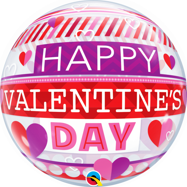 Valentines Stripe Patterns Bubble Balloon 22 Inch 21890 LR